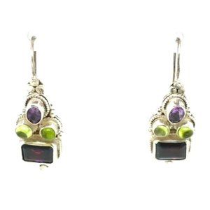 Sterling Silver Multi Gemstone Earrings
